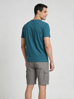 Men's Teal Cotton Bamboo Elastane Regular Fit Tshirt