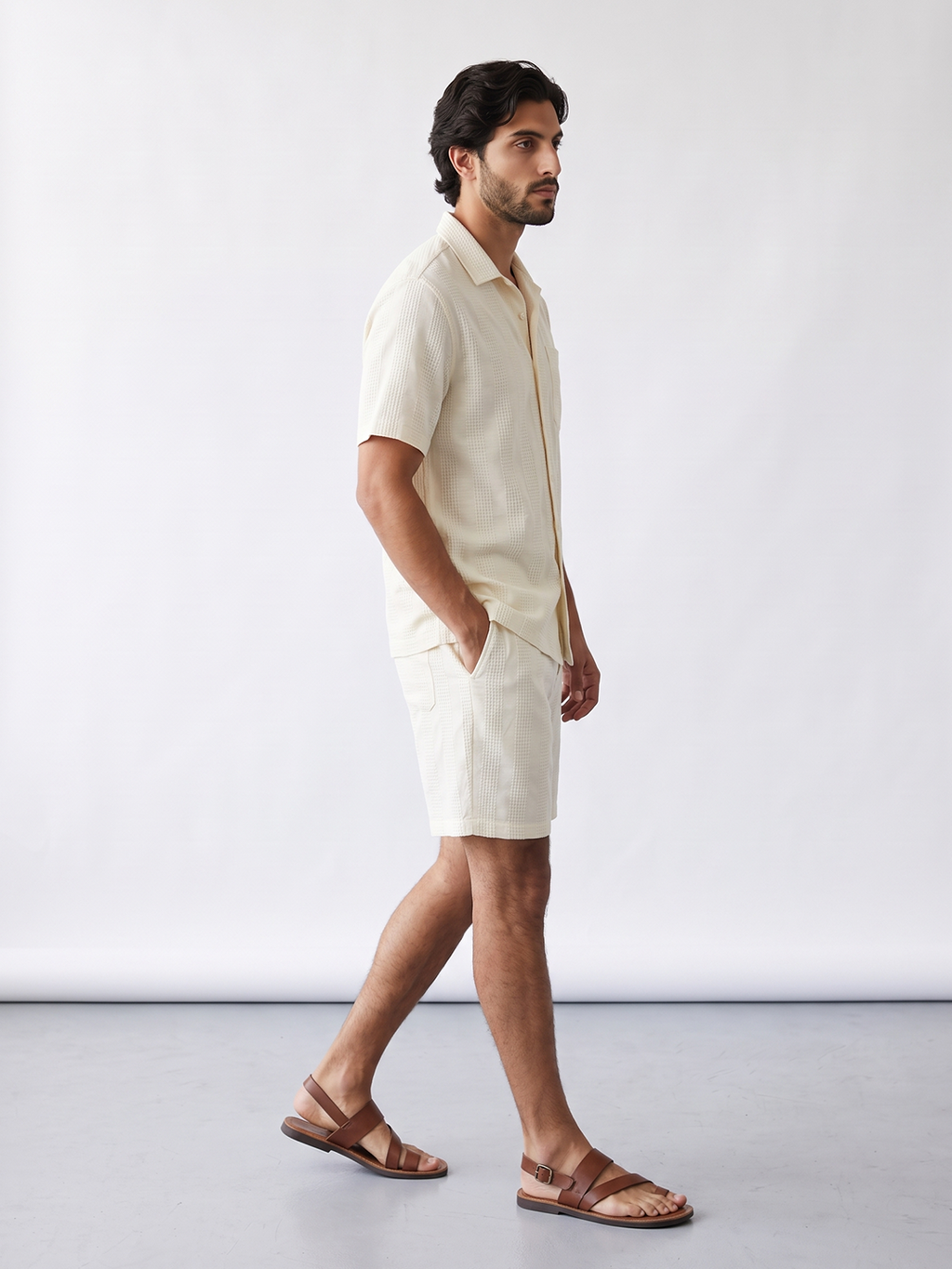 Men's 100% Cotton Regular Fit Shorts Offwhite