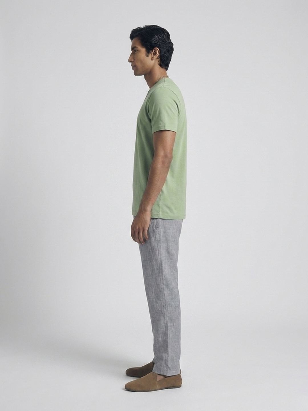 Men's Green Cotton Bamboo Elastane Regular Fit Tshirt