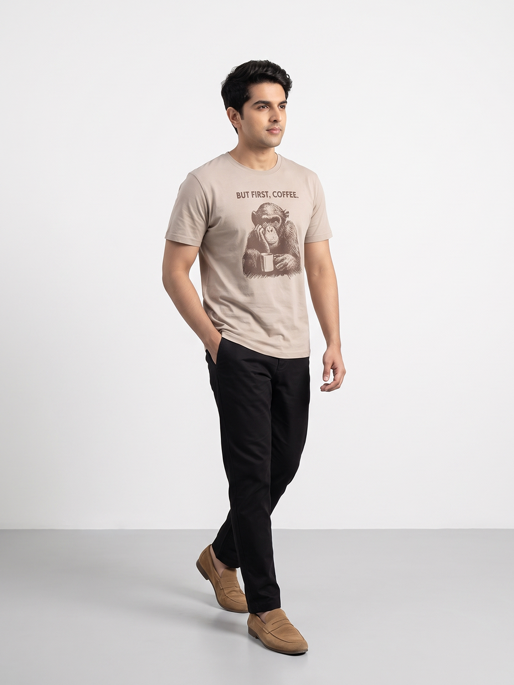 Men's 100% Organic Cotton Regular Fit Tshirt Sand