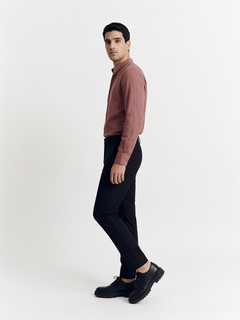 Men's Black Cotton Linen Slim Fit Pant