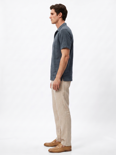 Men's Navy Cotton Viscose Regular Fit Shirt