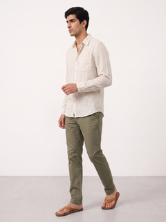 Men's Offwhite Linen Lyocell Regular Fit Shirt