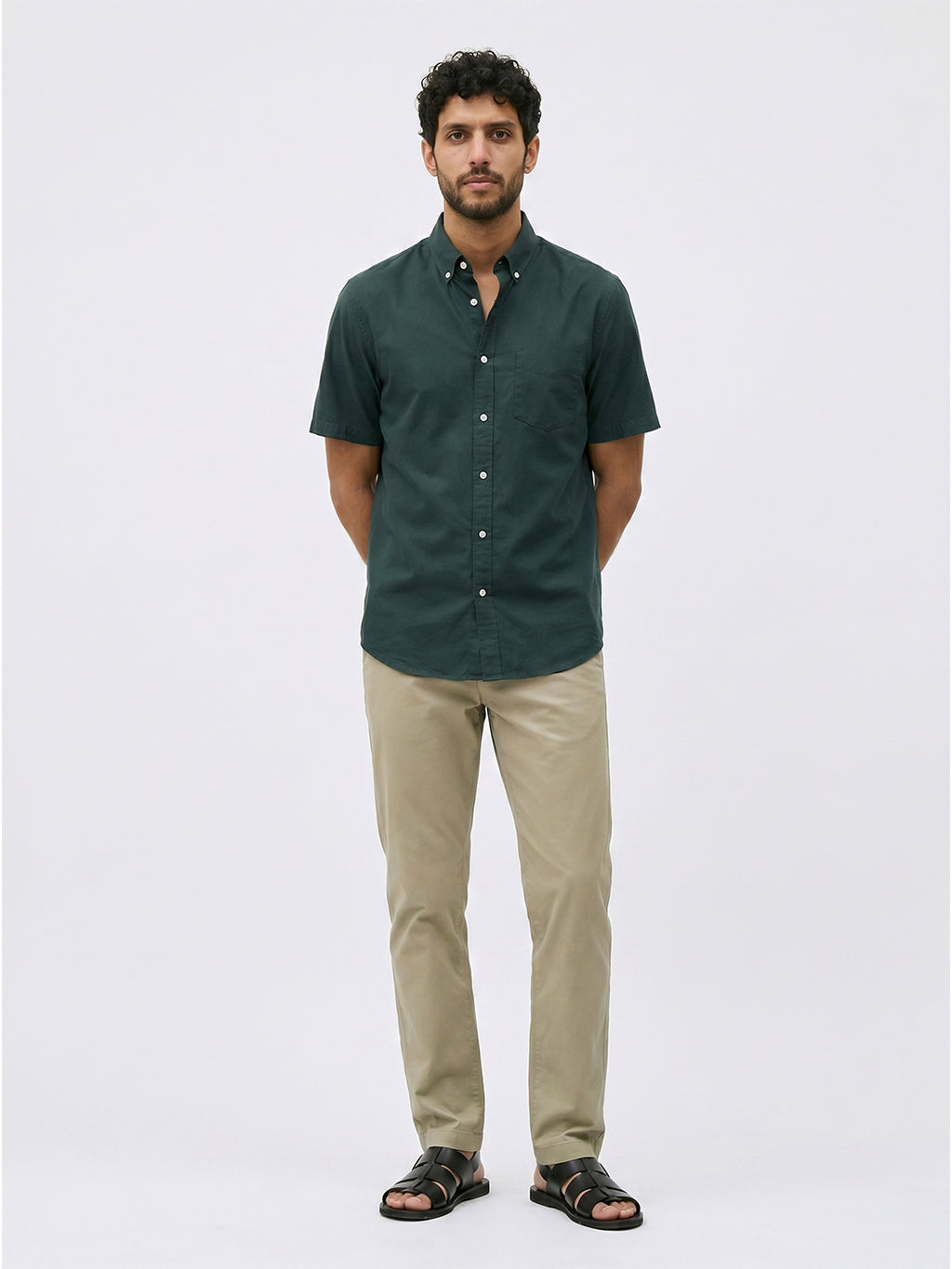 Men's Green 100% Cotton Regular Fit Shirt