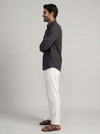 Men's Black Linen Cotton Regular Fit Shirt