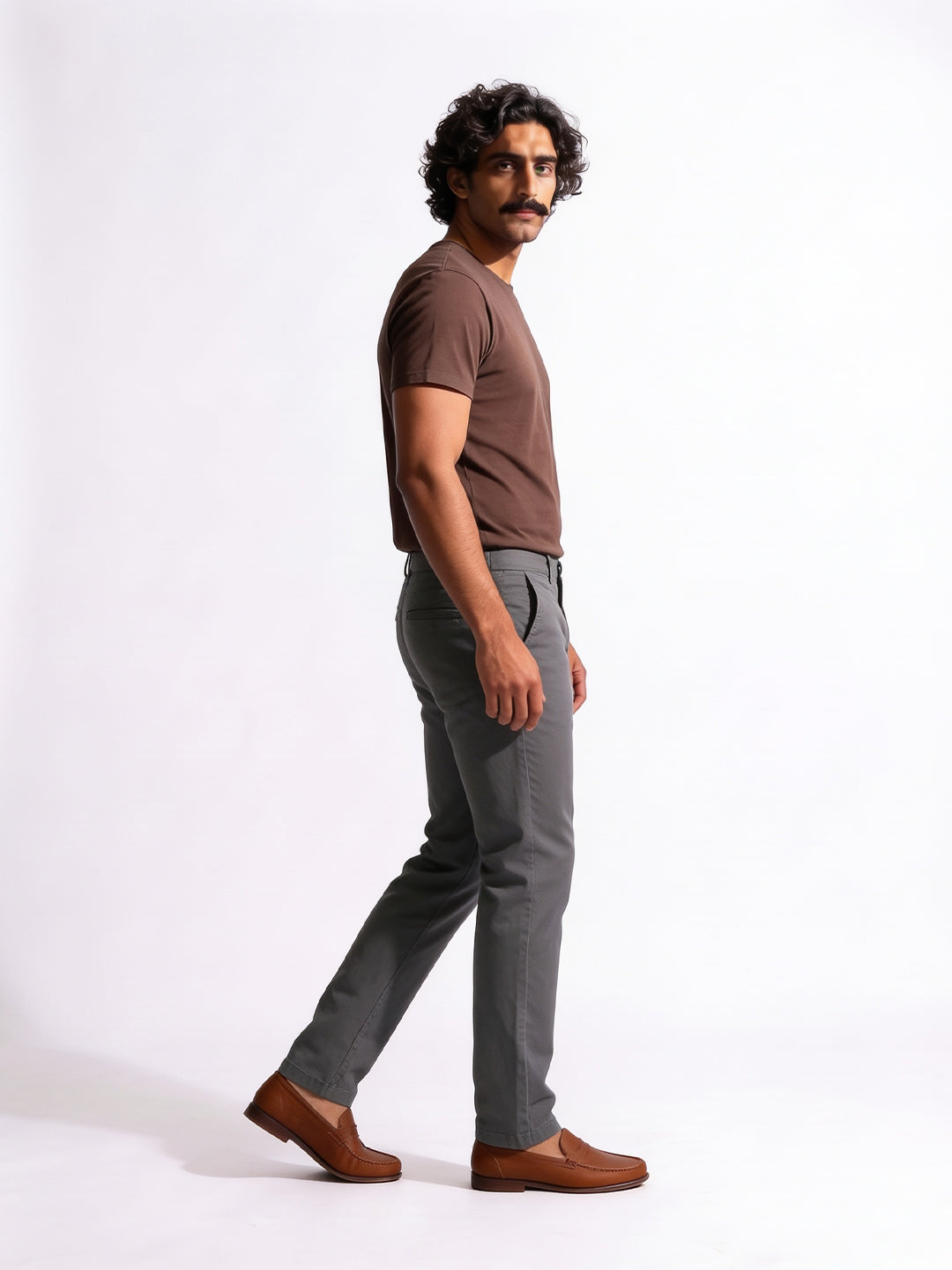Men's Dark Grey Cotton Lycra Slim Fit Pant