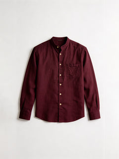 Men's Plum Linen Cotton Regular Fit Shirt