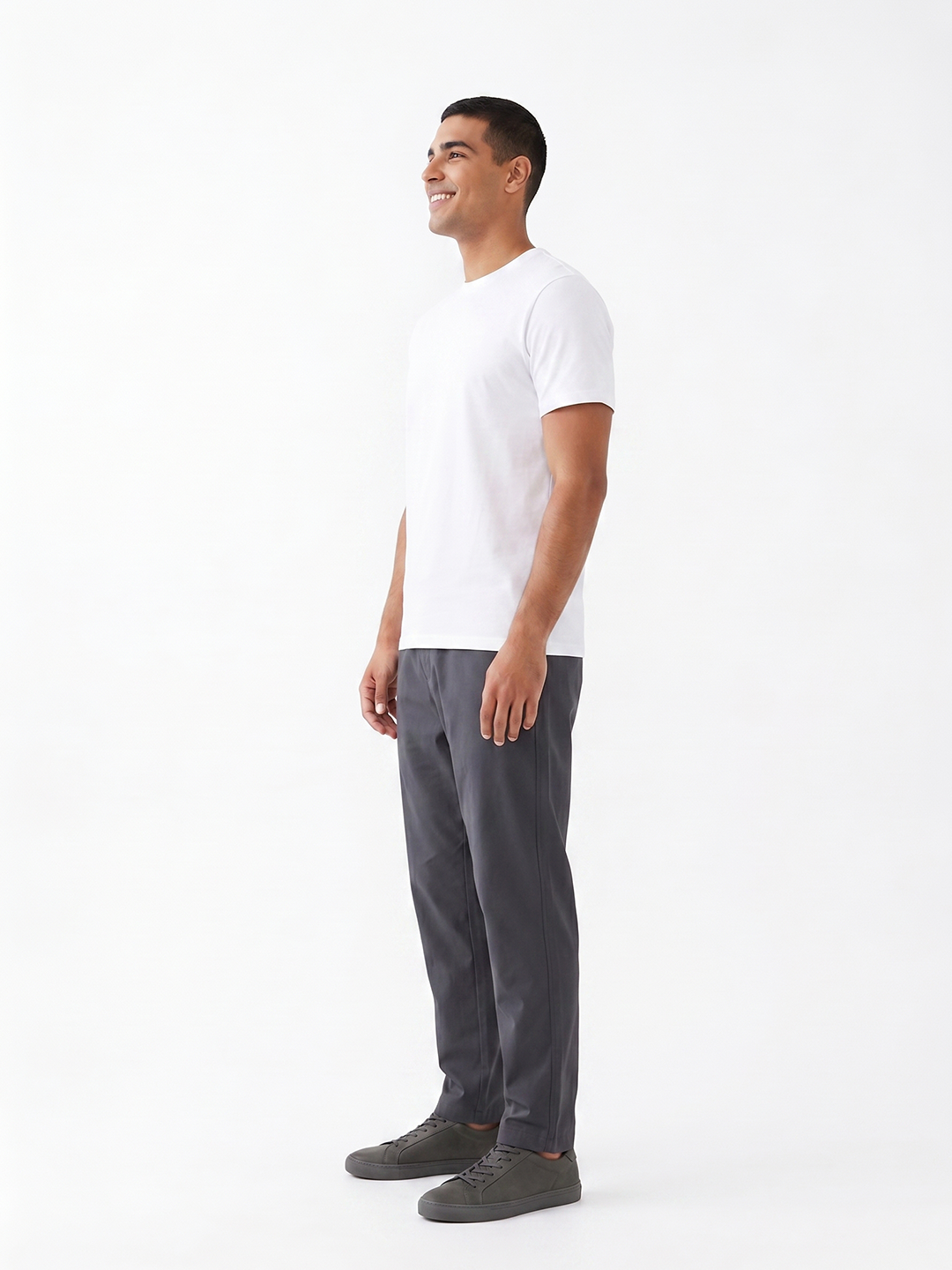 Men's White Cotton Elastane Slim Fit Tshirt