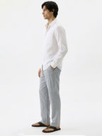 Men's Grey Cotton Linen Regular Fit Pant