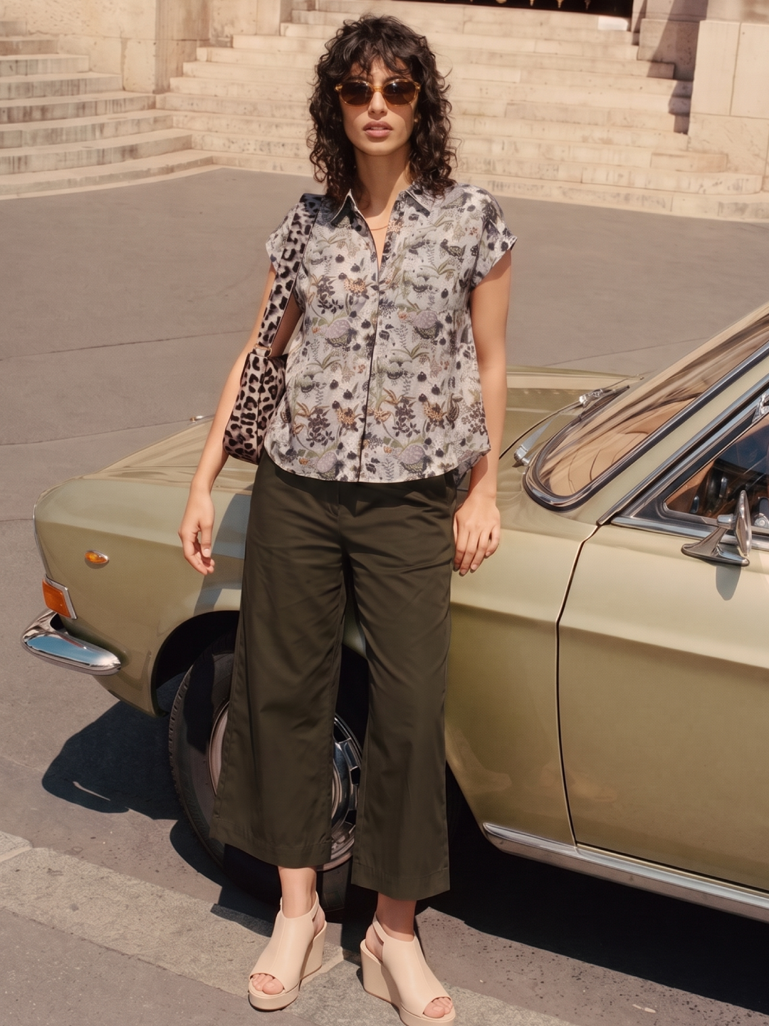 Women's Cotton Lycra Regular Fit Culotte Olive