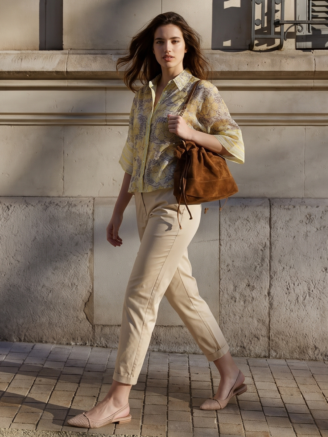 Women's Cotton Silk Boxy Fit Blouse Yellow