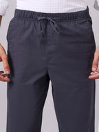 Men's Navy Cotton Lycra Regular Fit Pant