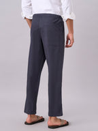 Men's Navy Cotton Lycra Regular Fit Pant