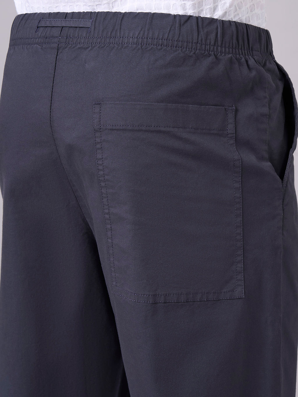 Men's Navy Cotton Lycra Regular Fit Pant