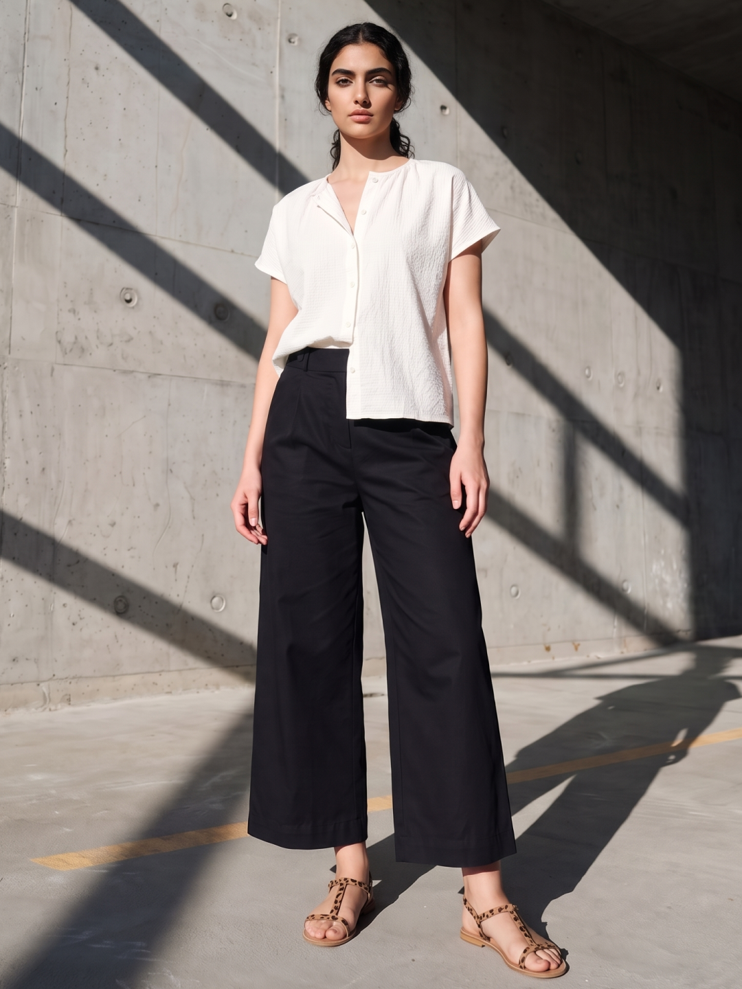 Women's Cotton Lycra Regular Fit Culotte Black