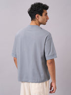 Men's Blue 100% Cotton Relax Fit Tshirt