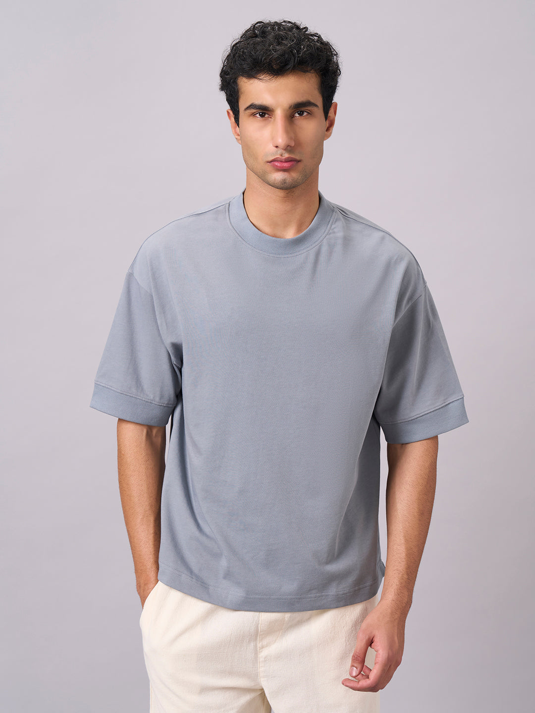 Men's Blue 100% Cotton Relax Fit Tshirt