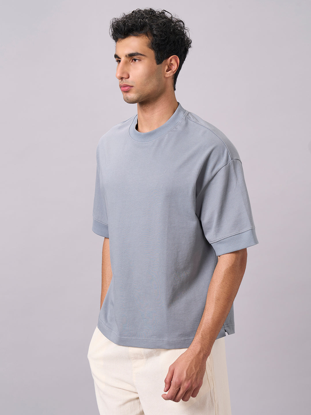 Men's Blue 100% Cotton Relax Fit Tshirt
