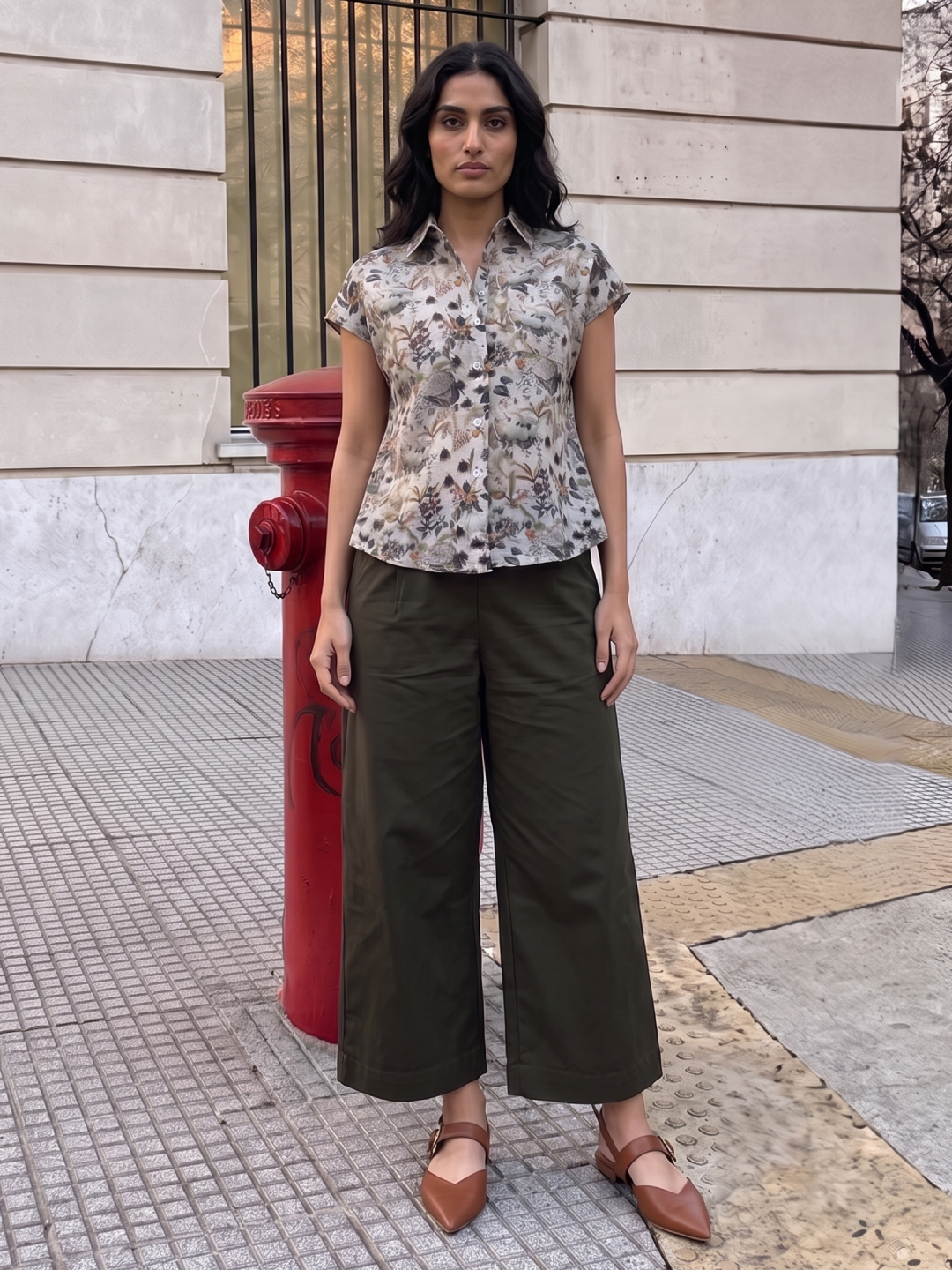 Women's 100% Linen Relax Fit Blouse Sage