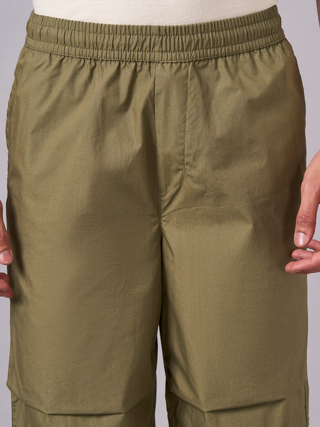 Men's Olive 100% Cotton Regular Fit Pant