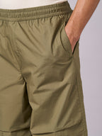 Men's Olive 100% Cotton Regular Fit Pant