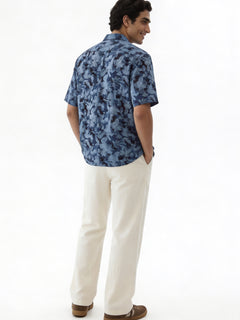 Men's Navy Modal Cotton Regular Fit Shirt