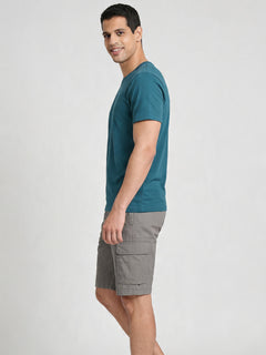 Men's Teal Cotton Bamboo Elastane Regular Fit Tshirt
