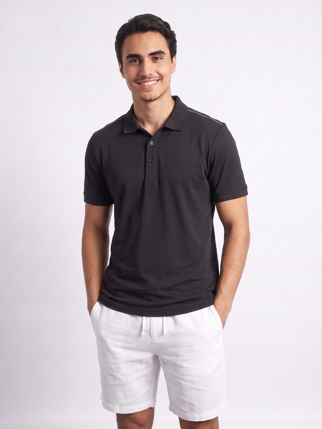Men's Navy Cotton Elastane Slim Fit Tshirt