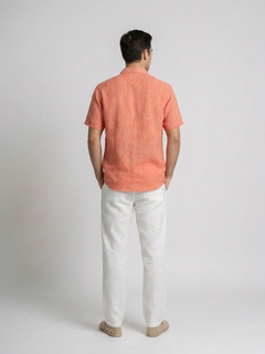 Men's Brick 100% Linen Regular Fit Shirt