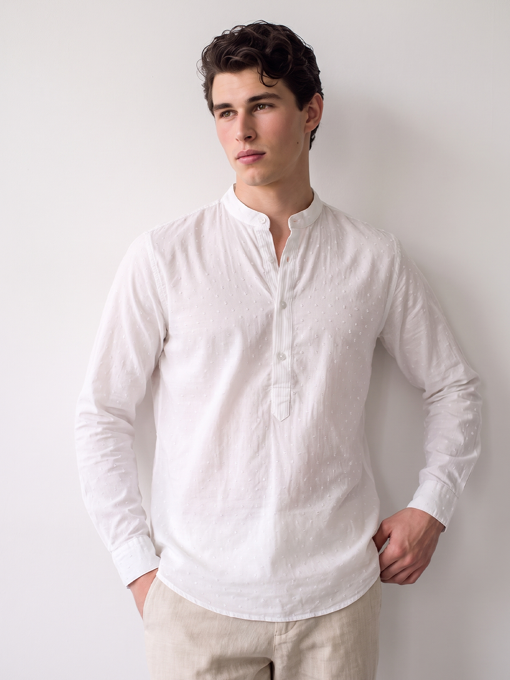 Men's White 100% Cotton Regular Fit Shirt