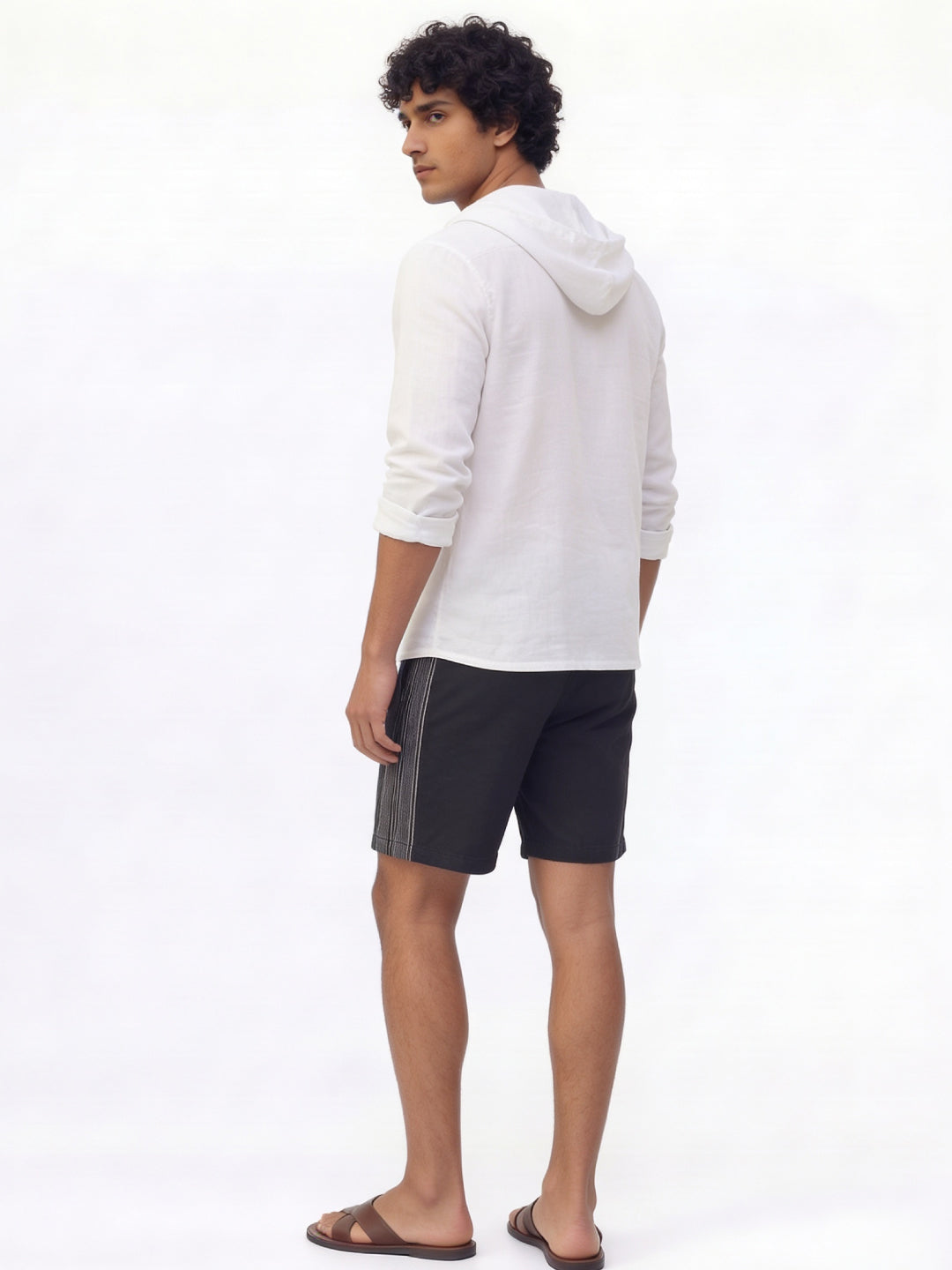 Men's White Linen Cotton Regular Fit Shirt