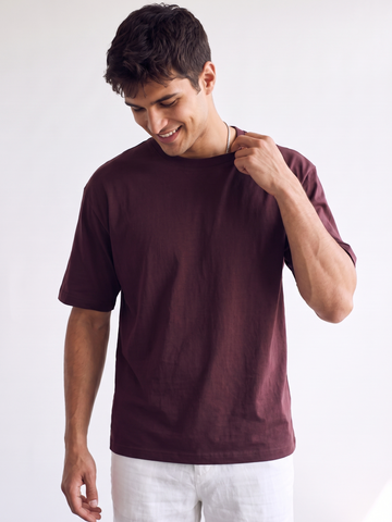 Men's 100% Cotton Relax Fit Tshirt Wine