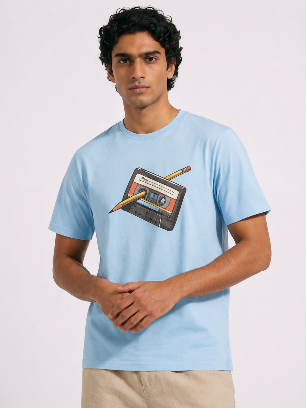 Men's Blue 100% Organic Cotton Regular Fit Tshirt