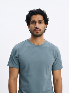 Men's Olive Cotton Bamboo Elastane Regular Fit Tshirt
