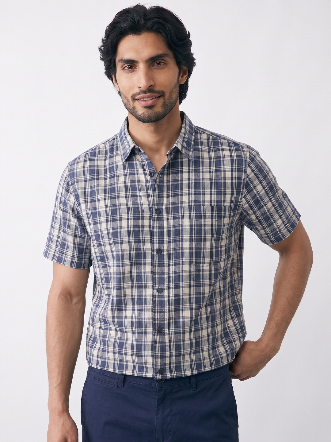 Men's 100% Cotton Regular Fit Shirt Navy