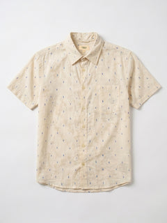 Men's Offwhite Cotton Polyester Loose Fit Shirt