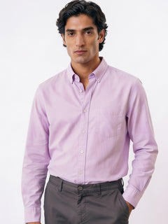 Men's Lilac Oxford 100% Cotton Regular Fit Shirt