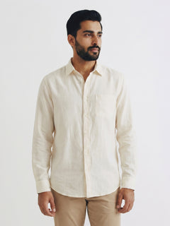 Men's Offwhite 100% Cotton Regular Fit Shirt