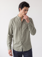 Men's Olive Tencel Linen Regular Fit Shirt