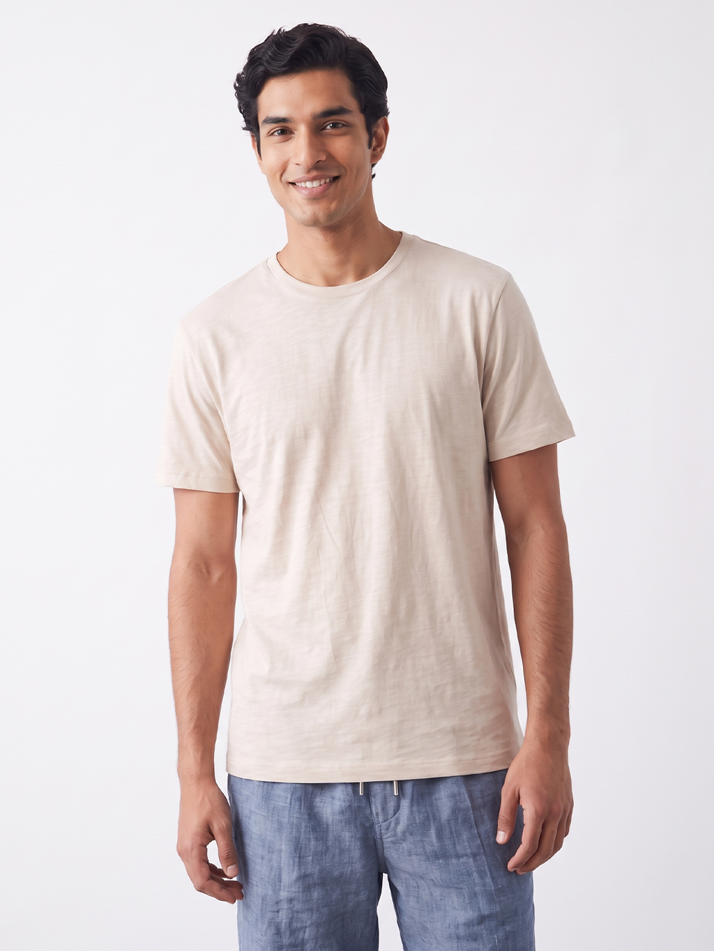 Men's 100% Cotton  Regular Fit Tshirt Natural