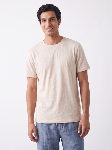 Men's 100% Cotton  Regular Fit Tshirt Natural