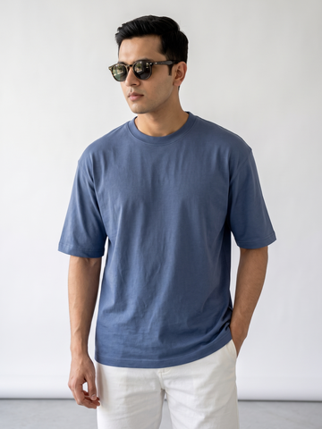 Men's 100% Cotton Relax Fit Tshirt Blue