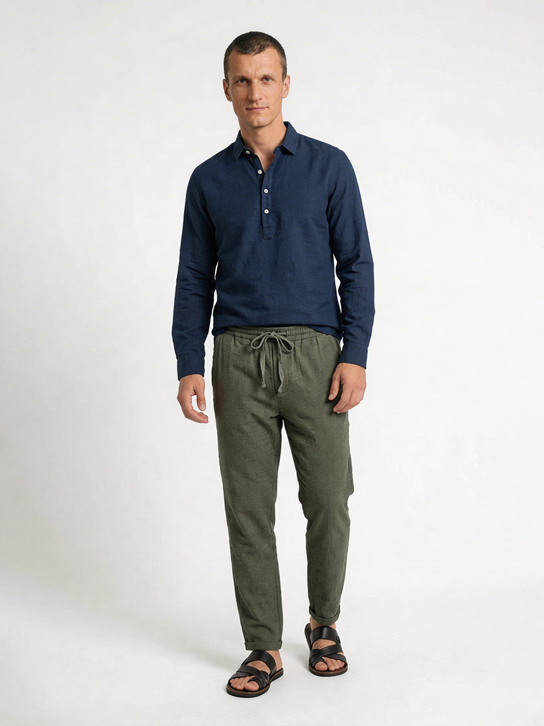Men's Olive 1 100% Cotton Regular Fit Pant