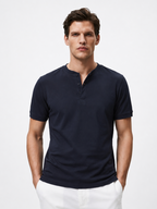 Men's Navy Cotton Elastane Slim Fit Tshirt