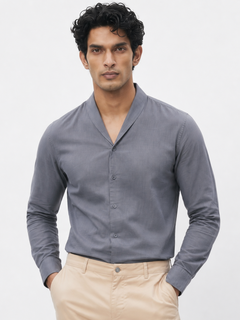 Men's Navy Tencel Linen Regular Fit Shirt