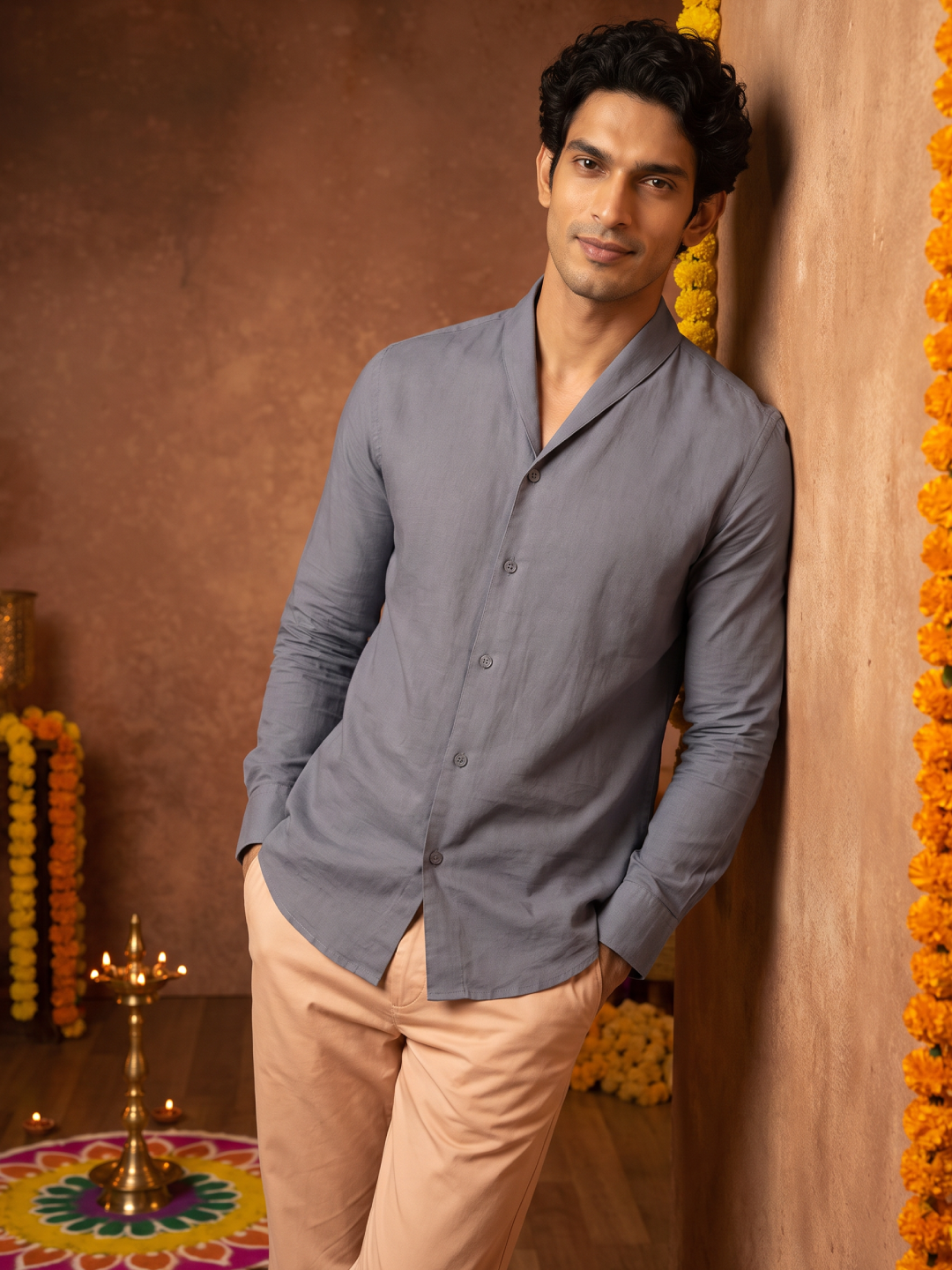 Men’s Tencel Linen Regular Fit Shirt Navy