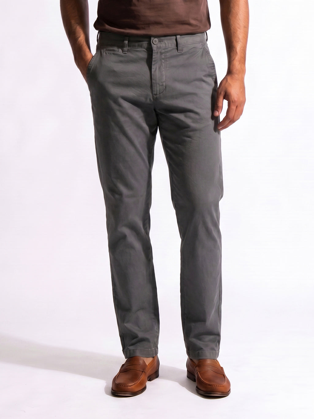 Men's Dark Grey Cotton Lycra Slim Fit Pant