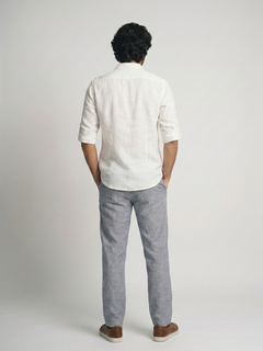Men's White Linen Cotton Regular Fit Shirt