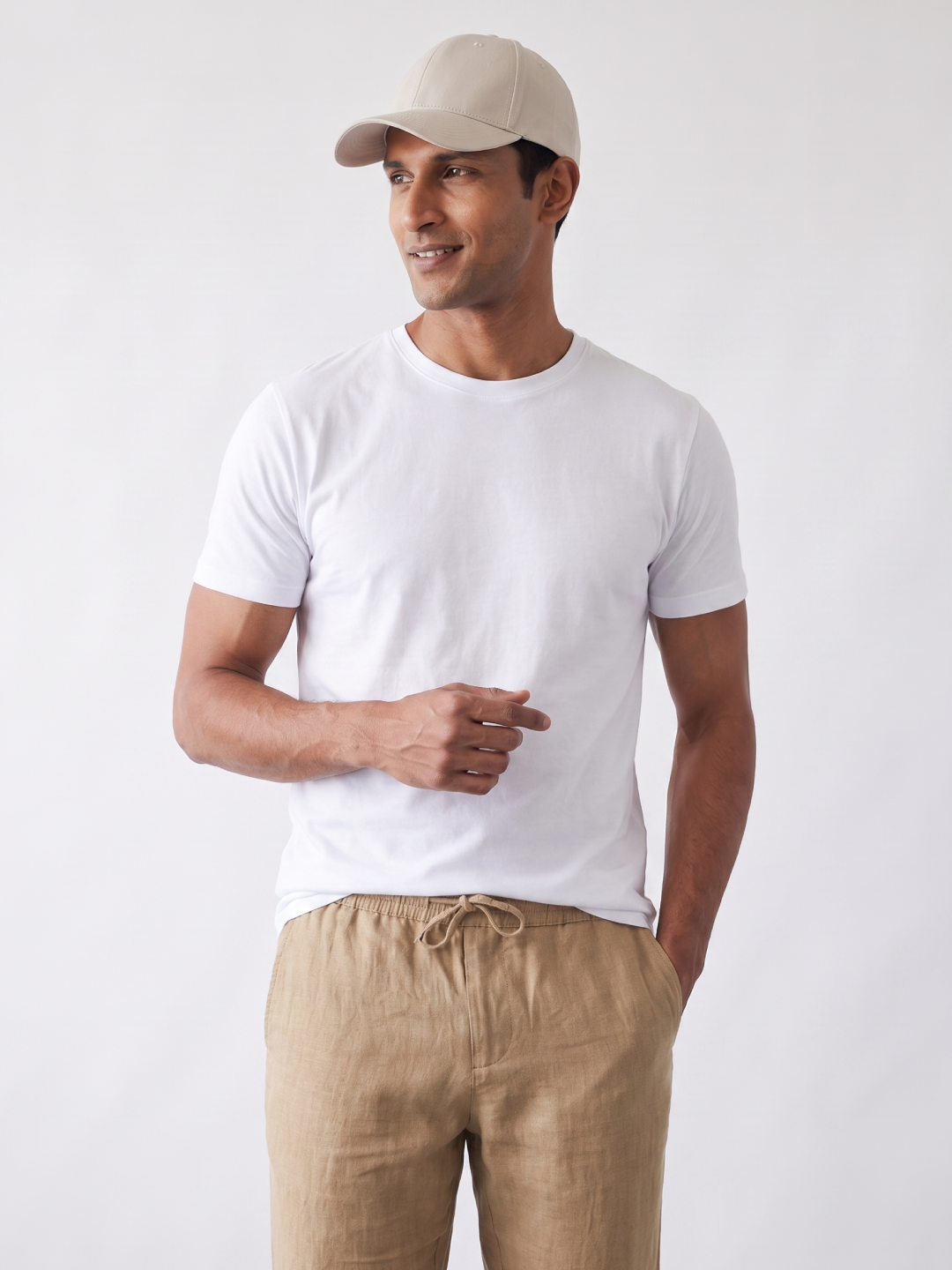 Men's White 100% Organic Cotton Regular Fit Tshirt