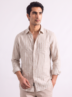 Men's Natural Linen Lyocell Regular Fit Shirt
